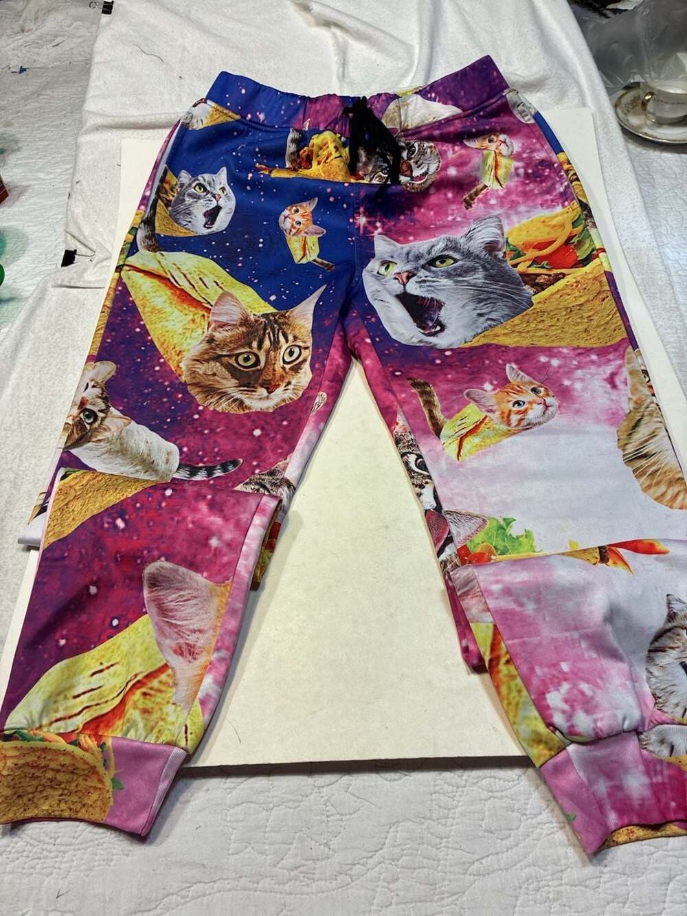 Graphic Taco Cat Space Galaxy Print Joggers